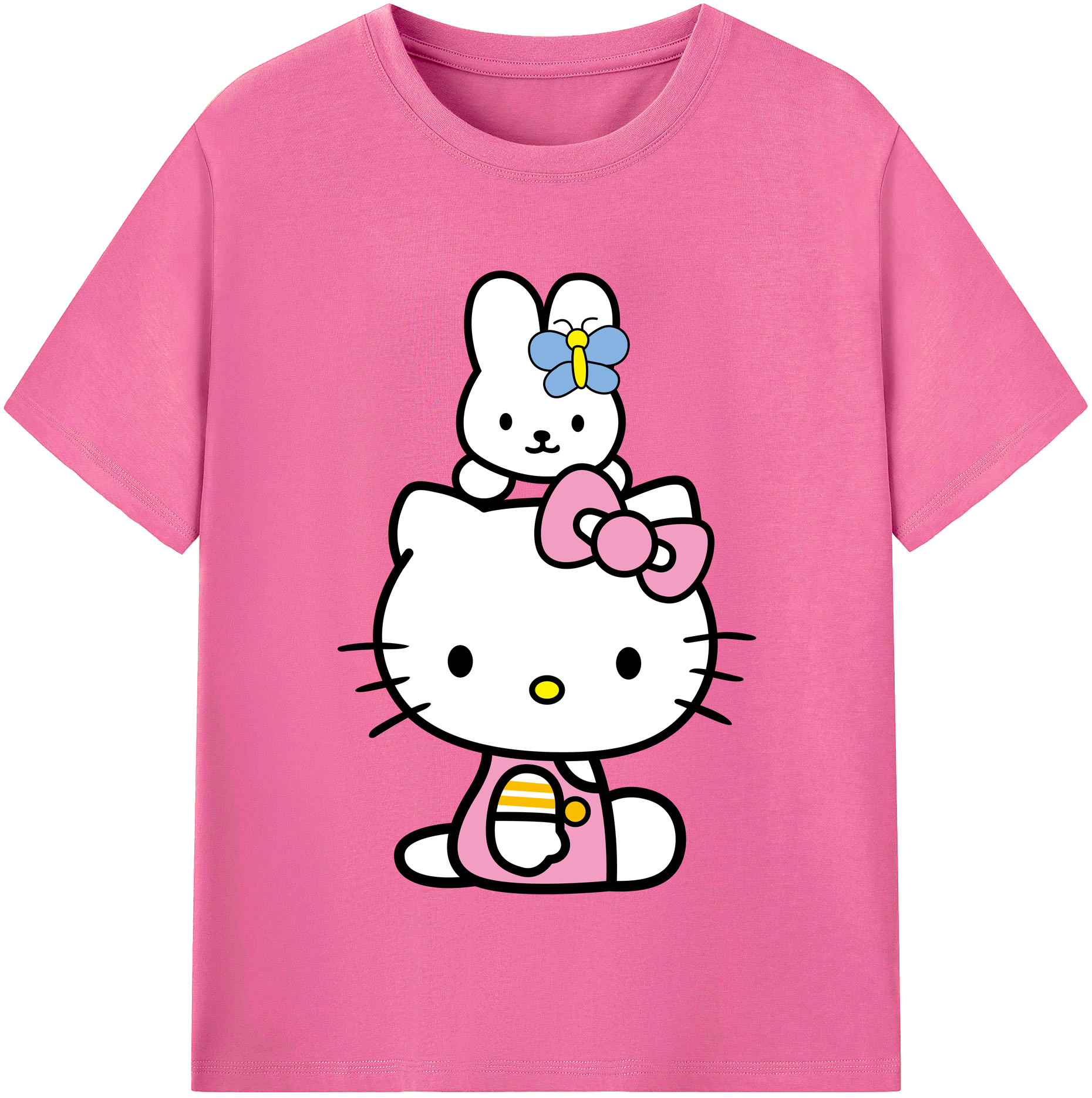 （画像用） Hello Kitty ハローキティ レディースカジュアルプリントTシャツ（綿100％）